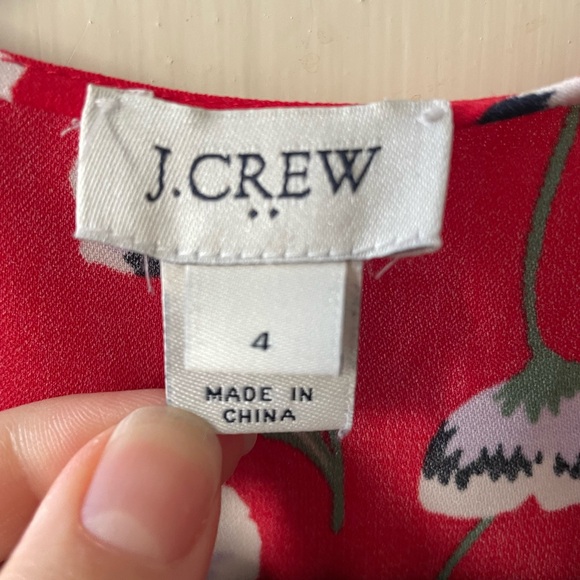 Red J Crew Wrap Dress, floral poppy print - Picture 4 of 4